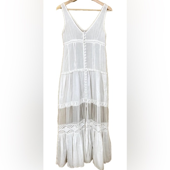 🦋🌈VERY RARE!! Free People Victoria Button Front Maxi Dress in White (XS)🌈🦋 - Picture 13 of 16